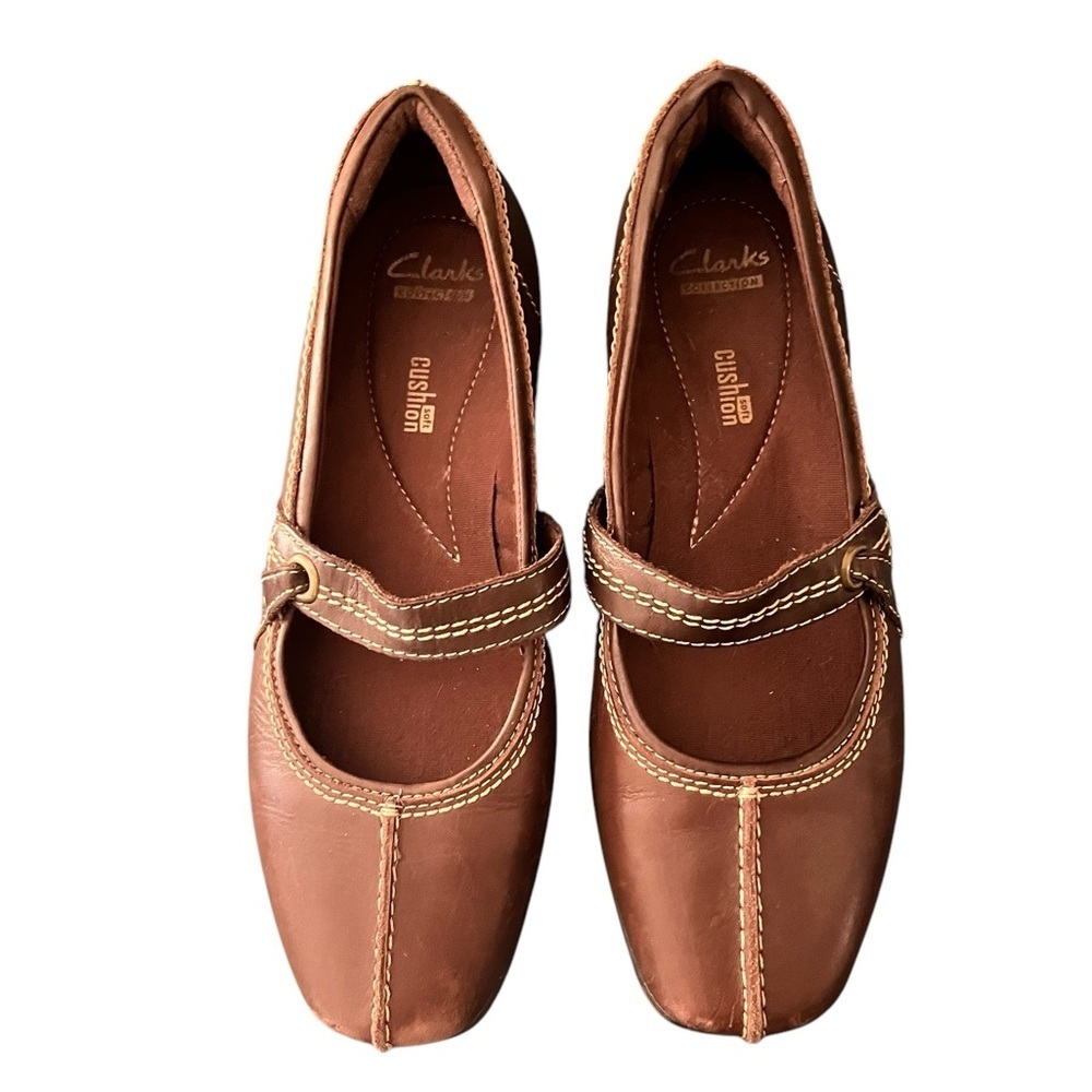 Clarks Haydn Maize Slip On Mary Jane Leather Shoes Size 10M Brown